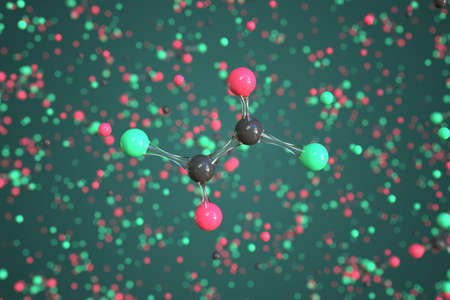 Oxalyl chloride molecule, conceptual molecular model. Chemical 3d renderingの写真素材
