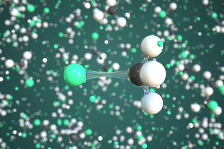Bromomethane molecule. Conceptual molecular model. Chemical 3d renderingの写真素材