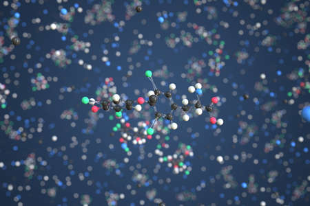 Thyroxine molecule, scientific molecular model, 3d rendering
