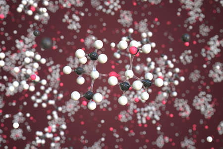 Dimethicone molecule made with balls, conceptual molecular model. Chemical 3d renderingの写真素材