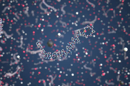 Calcitonin molecule. Conceptual molecular model. Chemical 3d renderingの写真素材