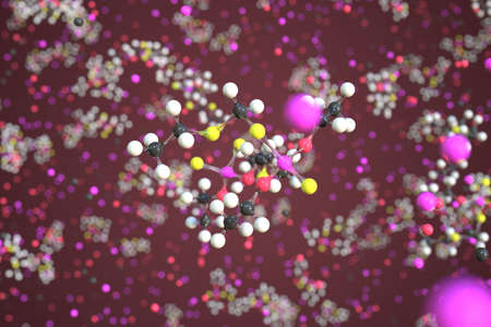 Molecule of phorate, conceptual molecular model. Scientific 3d renderingの写真素材