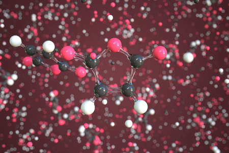 Maleic anhydride molecule made with balls, conceptual molecular model. Chemical 3d renderingの写真素材