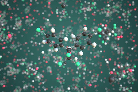 Dicofol molecule, conceptual molecular model. Chemical 3d renderingの写真素材