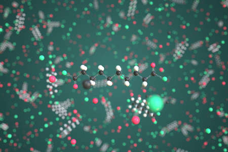 Sebacoyl chloride molecule made with balls, conceptual molecular model. Chemical 3d renderingの写真素材