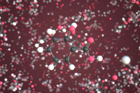Salicylic acid molecule. Conceptual molecular model. Chemical 3d renderingの写真素材