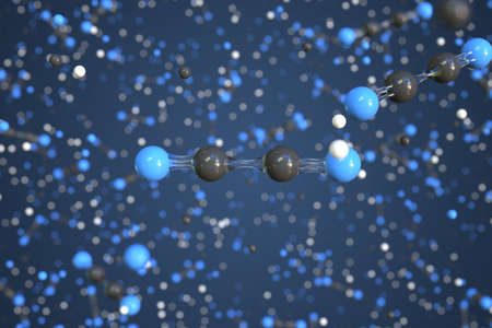 Cyanogen molecule made with balls, scientific molecular model. Chemical 3d renderingの写真素材