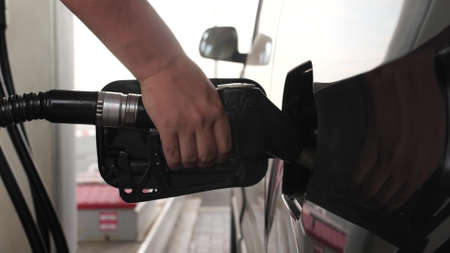 SAINT PETERSBURG, RUSSIA - JULY 13, 2021. Fueling a Hyundai H-1 van with diesel at a gas stationのeditorial素材