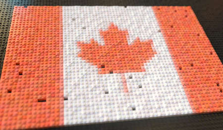 Flag of Canada made with plastic toy blocks, conceptual 3d renderingの写真素材