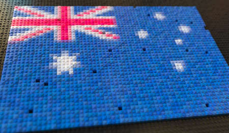Toy bricks form flag of Australia, conceptual 3d renderingの写真素材