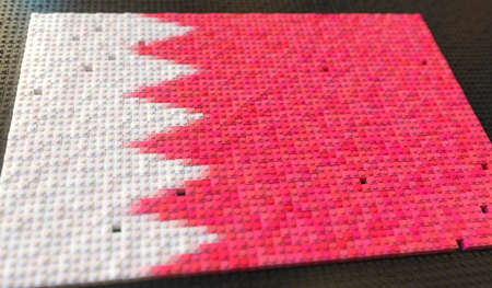Plastic toy bricks compose flag of Bahrain, 3d renderingの写真素材