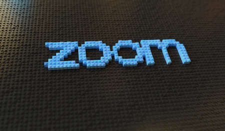 Logo of ZOOM made with plastic toy blocks, editorial conceptual 3d renderingのeditorial素材