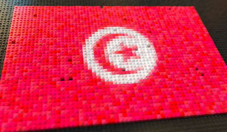 Flag of Tunisia made with plastic toy blocks, conceptual 3d renderingの写真素材