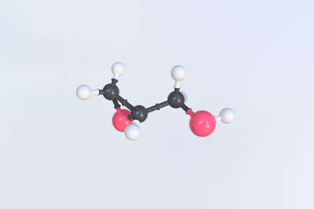 Glycidol molecule, isolated molecular model. 3D renderingの写真素材