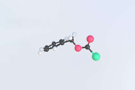 Benzyl chloroformate molecule, isolated molecular model. 3D renderingの写真素材