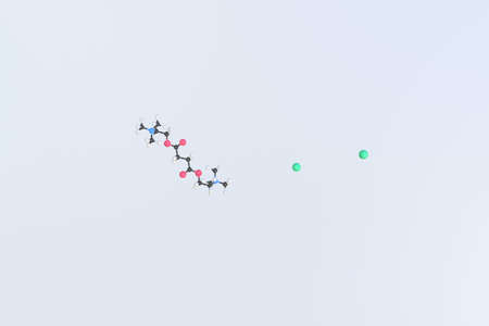 Suxamethonium chloride molecule, scientific molecular model, looping 3d animationの写真素材