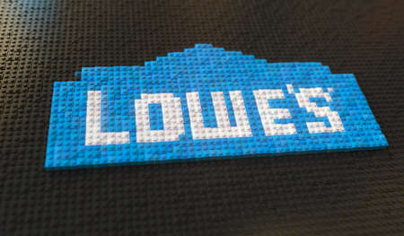 LOWES made with plastic toy blocks, editorial conceptual 3d renderingのeditorial素材