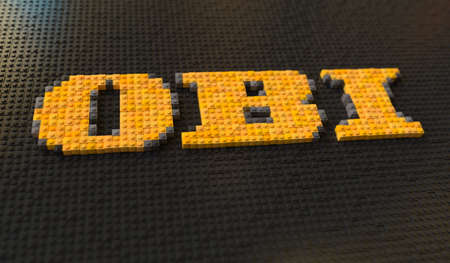 OBI made with plastic toy blocks, editorial conceptual 3d rendering