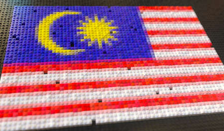 Toy bricks form flag of Malaysia, conceptual 3d renderingの写真素材