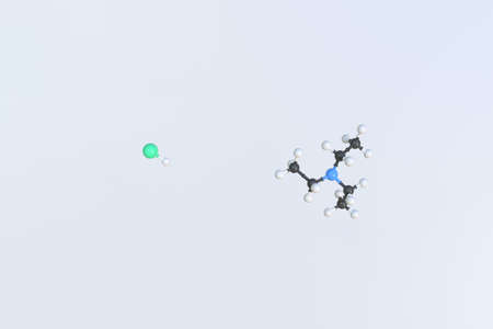 Triethylamine hydrochloride molecule made with balls, isolated molecular model. 3D renderingの写真素材