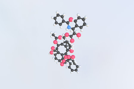 Molecule of Paclitaxel. Isolated molecular model, 3D renderingの写真素材