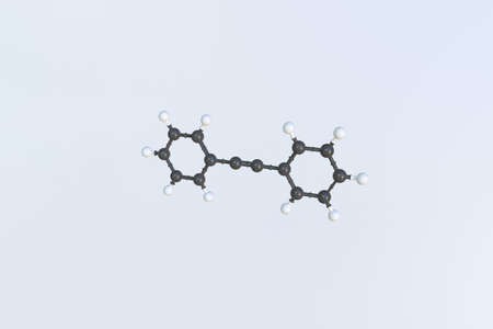 Molecule of diphenylacetylene, isolated molecular model. 3D renderingの写真素材