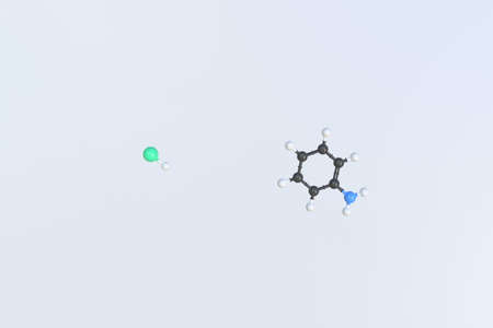 Aniline hydrochloride molecule, isolated molecular model. 3D renderingの写真素材