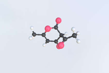 Dehydroacetic acid molecule, isolated molecular model. 3D renderingの写真素材