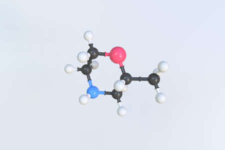 Methylmorpholine molecule made with balls, scientific molecular model. 3D renderingの写真素材