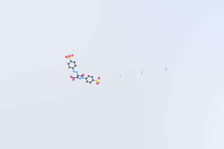 Molecule of tartrazine, isolated molecular model. 3D renderingの写真素材
