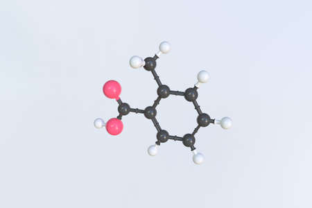 O-toluic acid molecule made with balls, isolated molecular model. 3D renderingの写真素材