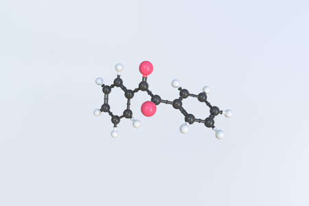 Molecule of benzil, isolated molecular model. 3D renderingの写真素材