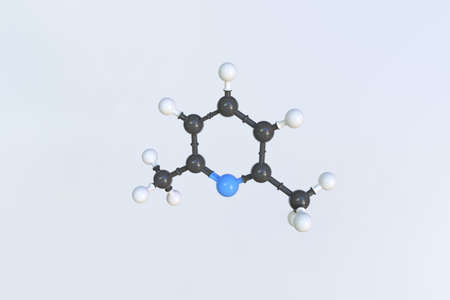 2,6-lutidine molecule. Isolated molecular model. 3D renderingの写真素材