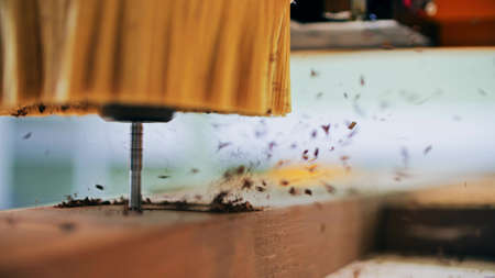 Woodworking CNC milling machine, router bit close-up shot