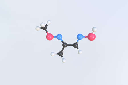 Molecule of dimethylglyoxime, isolated molecular model. 3D renderingの写真素材