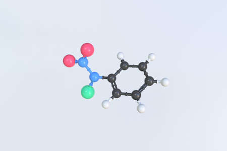 Chloronitroaniline molecule, scientific molecular model, looping 3d animationの写真素材