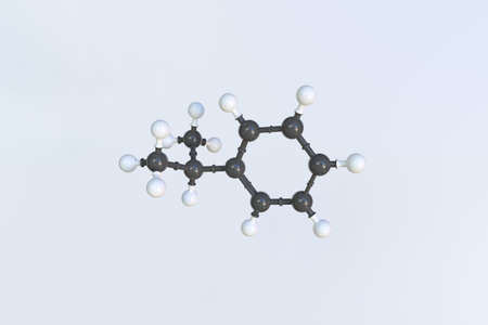 Cumene molecule made with balls, isolated molecular model. 3D renderingの写真素材