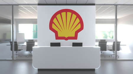 ROYAL DUTCH SHELL PLC in modern office and a meeting room, editorial conceptual 3D renderingのeditorial素材