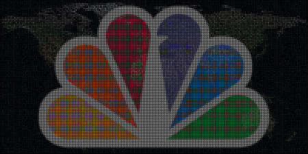 Map and of COMCAST made with dots. Editorial illustration, global business concept