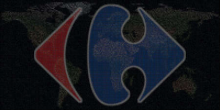 World map and of CARREFOUR made with dots. Editorial illustrationのeditorial素材