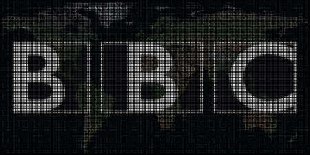 BBC made with dots and the world map. Editorial conceptual illustrationのeditorial素材