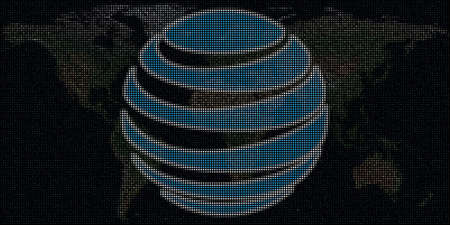 Map and logo of ATT made with dots. Editorial illustration, global business conceptのeditorial素材