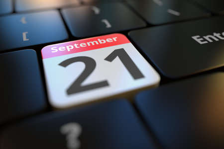 September 21 date on a keyboard key, 3d renderingの写真素材