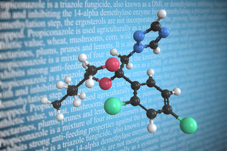 Molecular model of propiconazole, 3D renderingの写真素材