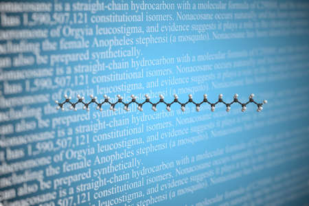 Molecular model of nonacosane, 3D rendering