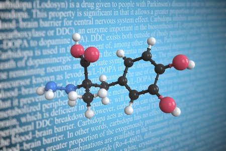 Molecular model of carbidopa, 3D renderingの写真素材