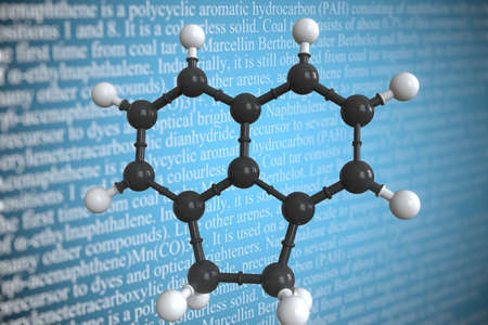Acenaphthene scientific molecular model, 3D renderingの写真素材