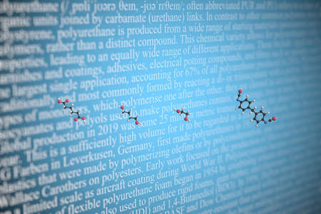 Molecular model of polyurethane, 3D rendering