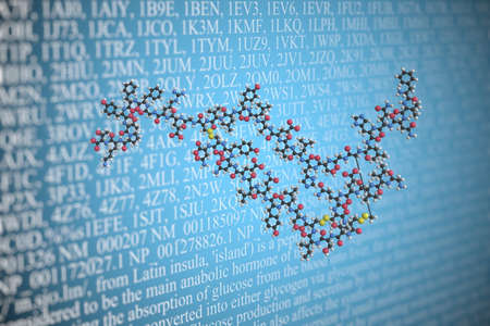 Molecular model of insulin, 3D renderingの写真素材