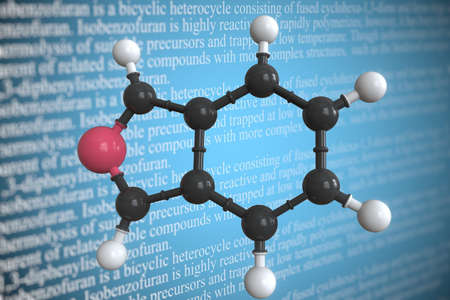 Isobenzofuran scientific molecular model, 3D renderingの写真素材